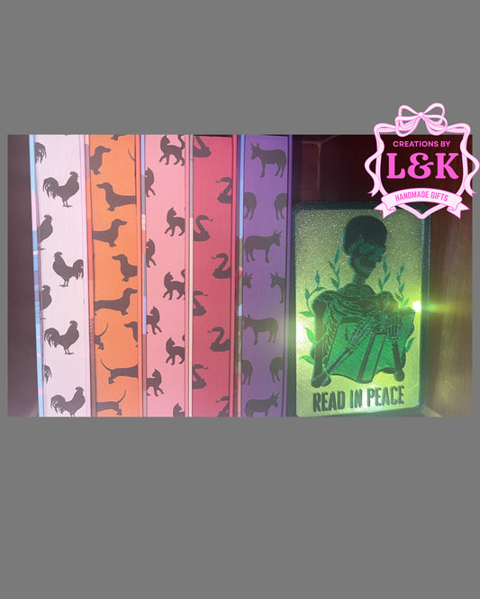 Read in Peace - book shelf decor